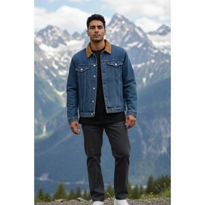 Wrangler Sherpa Lined Denim Jacket Mens XXL Corduroy Collar Western NWT